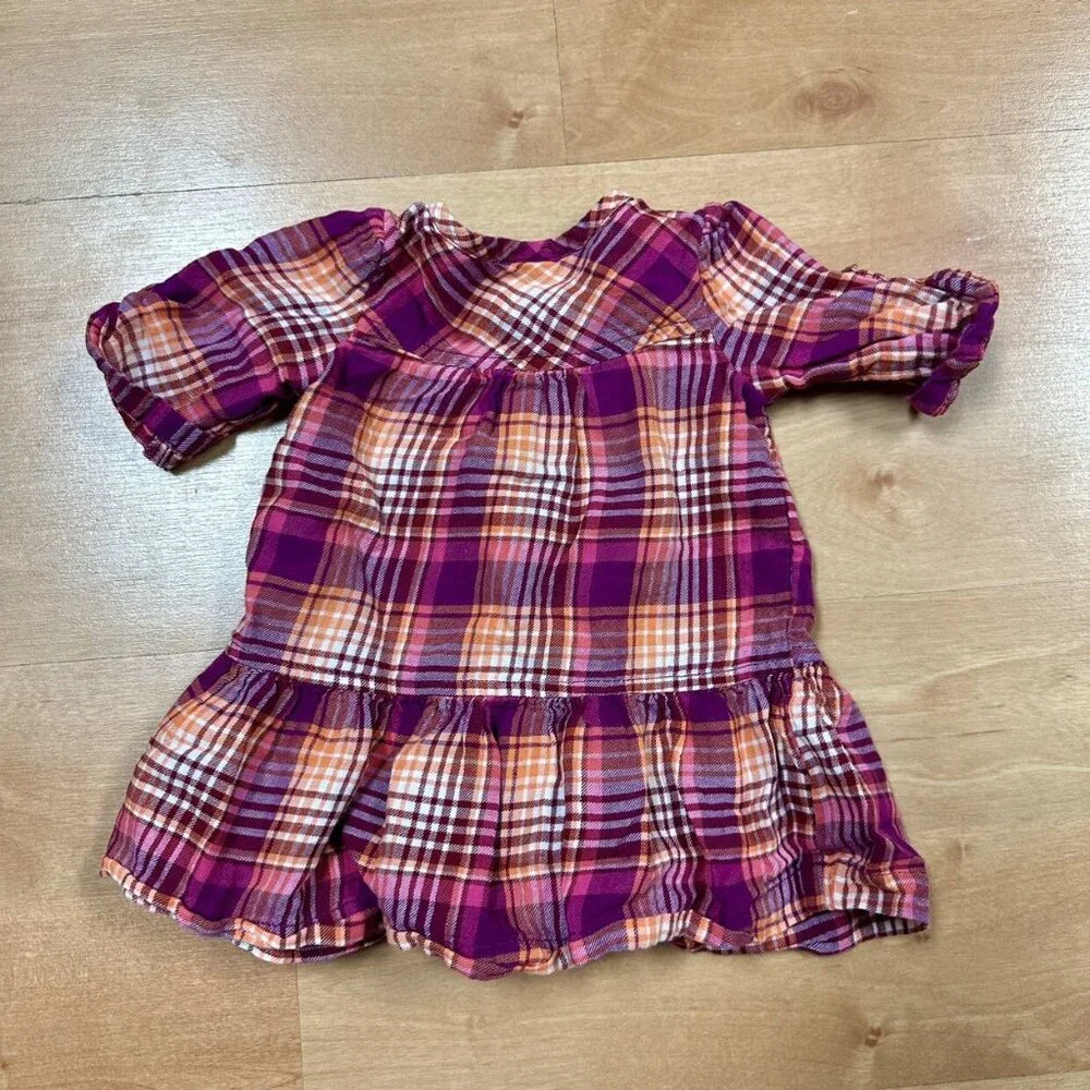 Old Navy Baby Girl 2-Piece Purple & Pink Plaid Outfit Size 0-3M